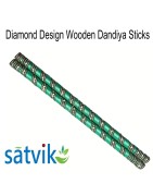 Diamond Design Wooden Dandiya Sticks, 1 Pair of Diamond Design Multi Color Wooden Dandiya Sticks for Navratri Festival